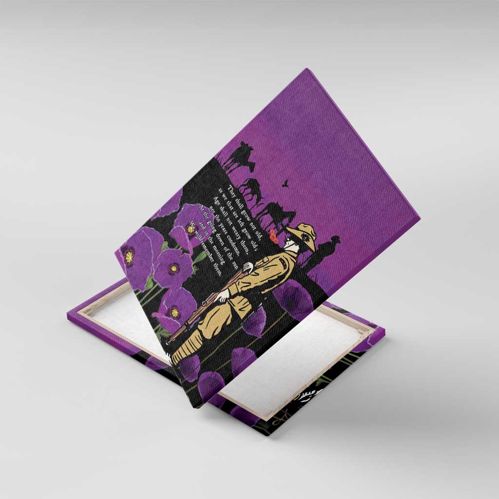 ANZAC Soldier and War Animals Canvas Wall Art We Will Remember Them LT15 With Frame Purple - Polynesian Pride