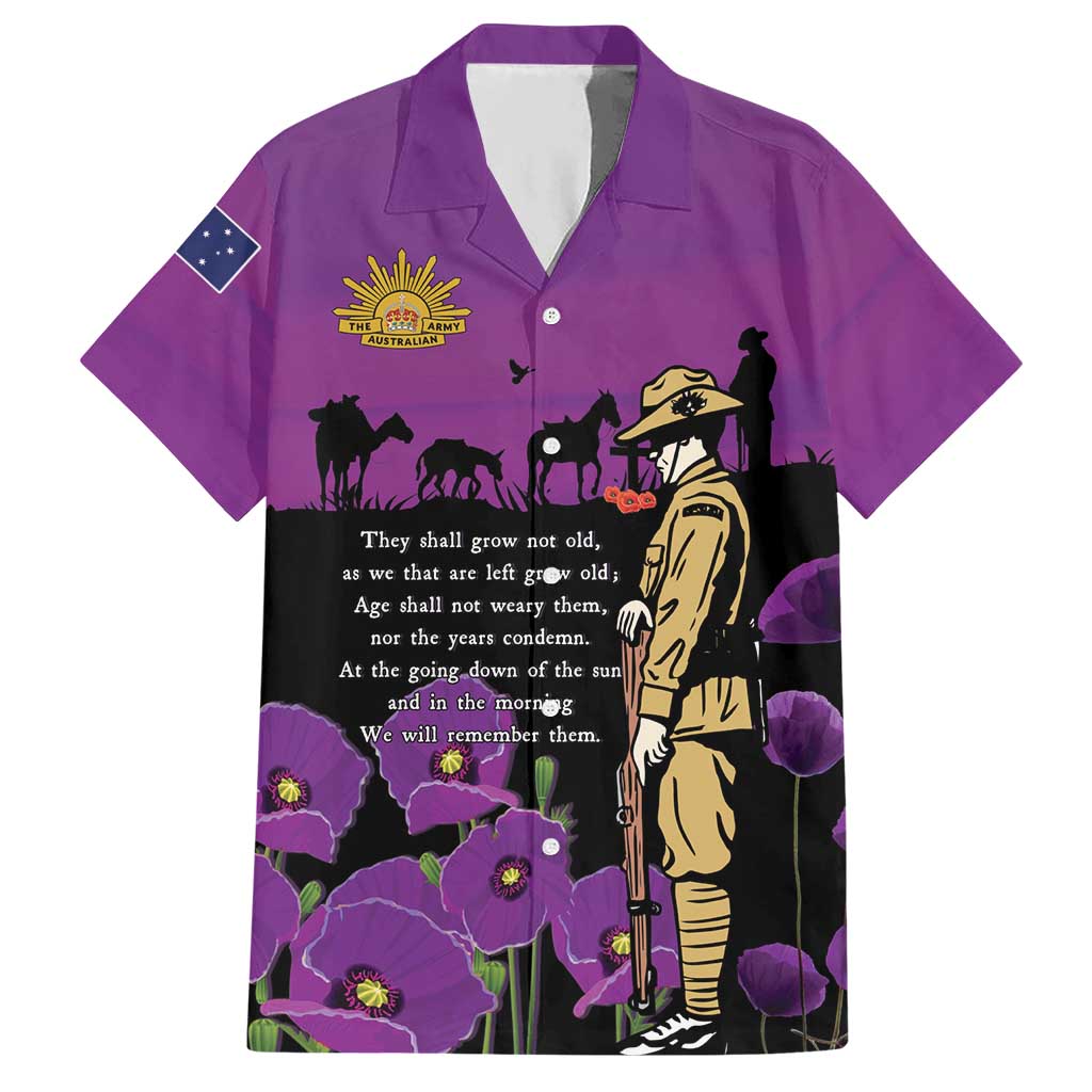 ANZAC Soldier and War Animals Hawaiian Shirt We Will Remember Them LT15 Purple - Polynesian Pride