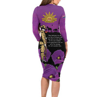 ANZAC Soldier and War Animals Long Sleeve Bodycon Dress We Will Remember Them LT15 - Polynesian Pride