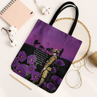 ANZAC Soldier and War Animals Tote Bag We Will Remember Them LT15 Black Strap One Size Purple - Polynesian Pride