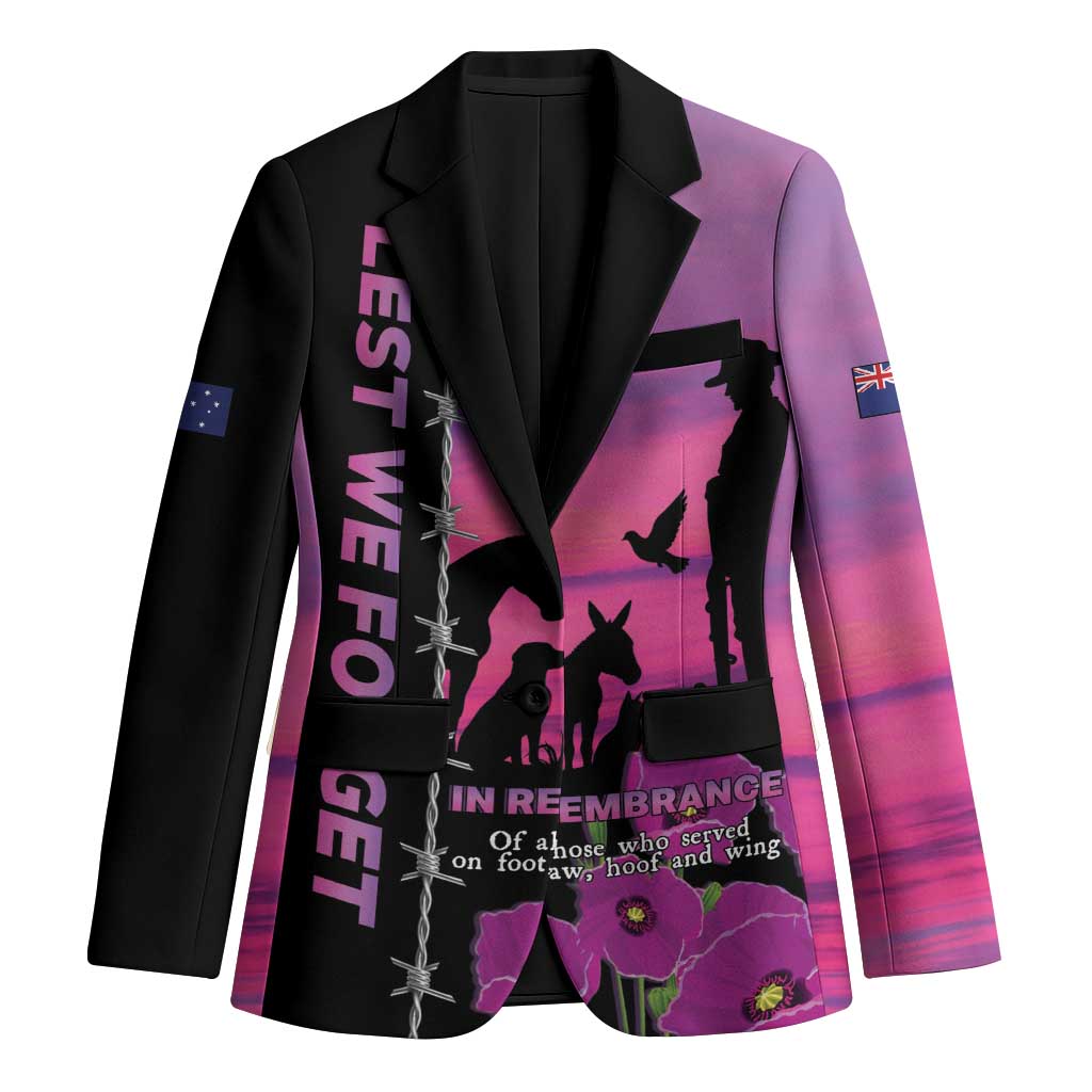 Personalised ANZAC War Animals Blazer Lest We Forget Memorial LT15 Unisex Purple - Polynesian Pride