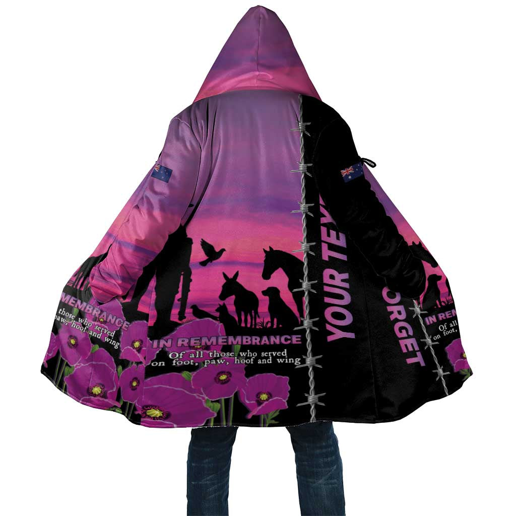 Personalised ANZAC War Animals Cloak Lest We Forget Memorial LT15 Unisex Purple - Polynesian Pride