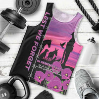 Personalised ANZAC War Animals Men Tank Top Lest We Forget Memorial LT15 - Polynesian Pride