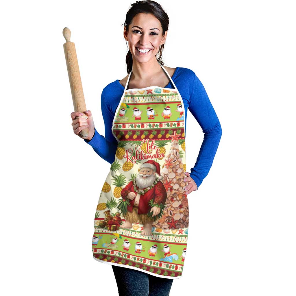 Hawaiian Santa Aloha Pineapple Christmas Apron Mele Kalikimaka LT15 - Polynesian Pride