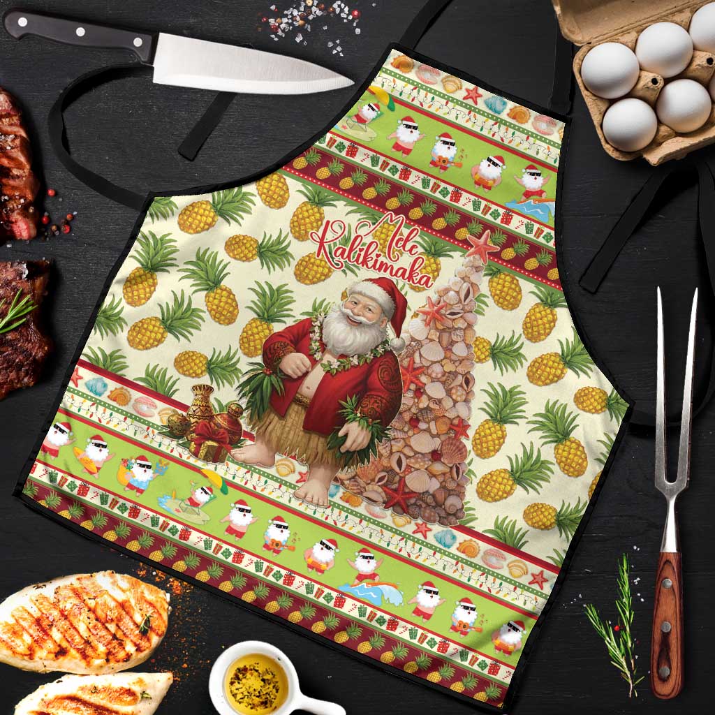 Hawaiian Santa Aloha Pineapple Christmas Apron Mele Kalikimaka LT15 Cream - Polynesian Pride