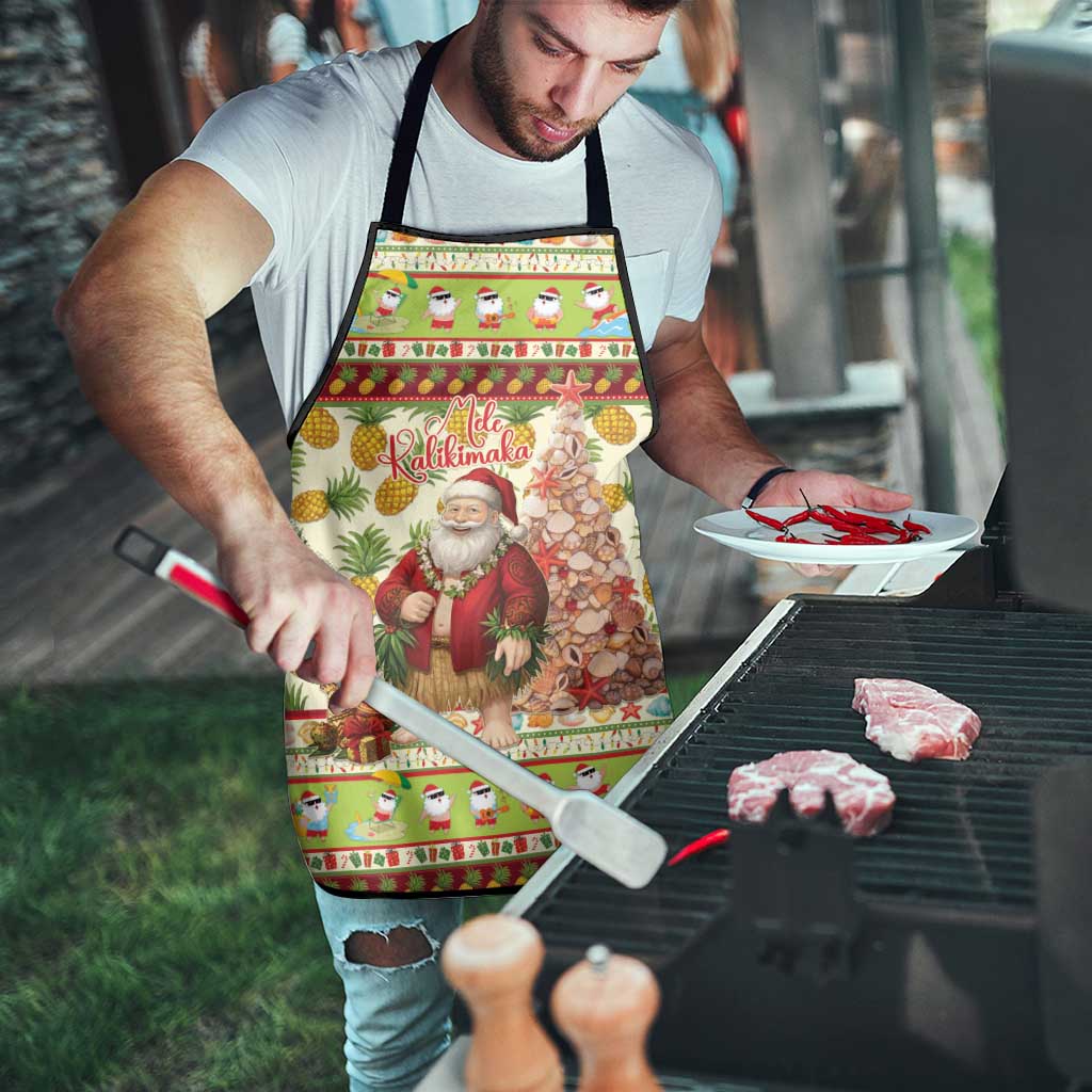 Hawaiian Santa Aloha Pineapple Christmas Apron Mele Kalikimaka LT15 - Polynesian Pride