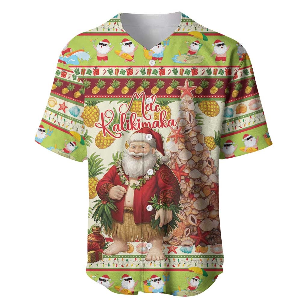 Hawaiian Santa Aloha Pineapple Christmas Baseball Jersey Mele Kalikimaka LT15 Cream - Polynesian Pride