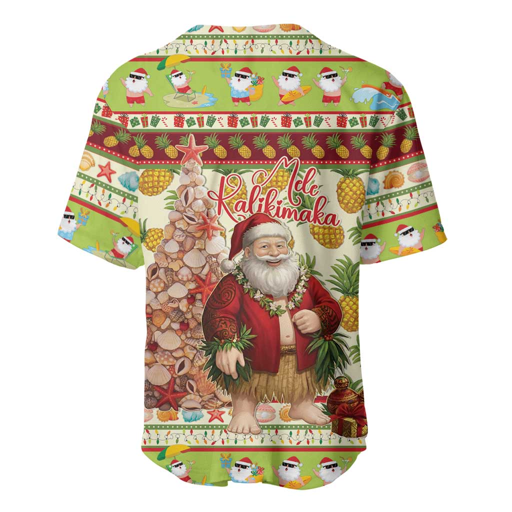 Hawaiian Santa Aloha Pineapple Christmas Baseball Jersey Mele Kalikimaka LT15 - Polynesian Pride