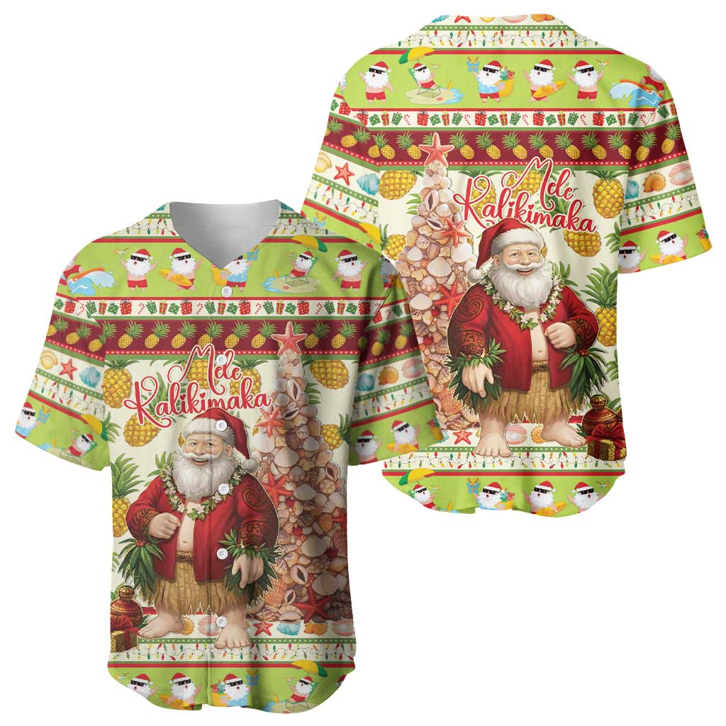 Hawaiian Santa Aloha Pineapple Christmas Baseball Jersey Mele Kalikimaka LT15 - Polynesian Pride