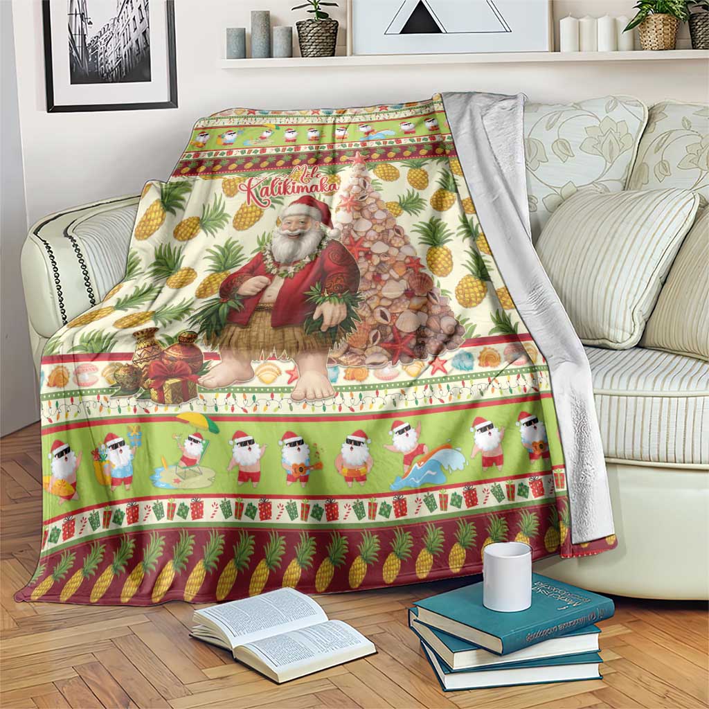 Hawaiian Santa Aloha Pineapple Christmas Blanket Mele Kalikimaka LT15 Cream - Polynesian Pride
