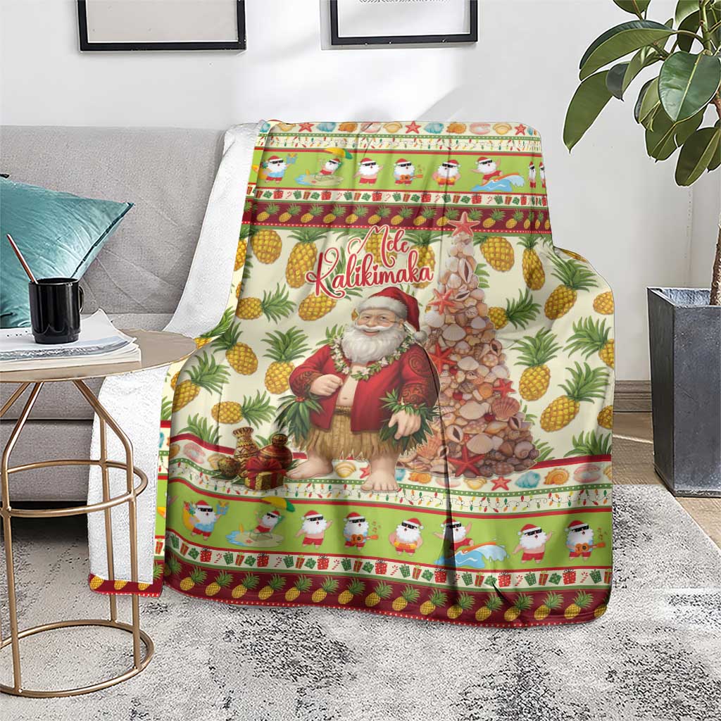 Hawaiian Santa Aloha Pineapple Christmas Blanket Mele Kalikimaka LT15 - Polynesian Pride