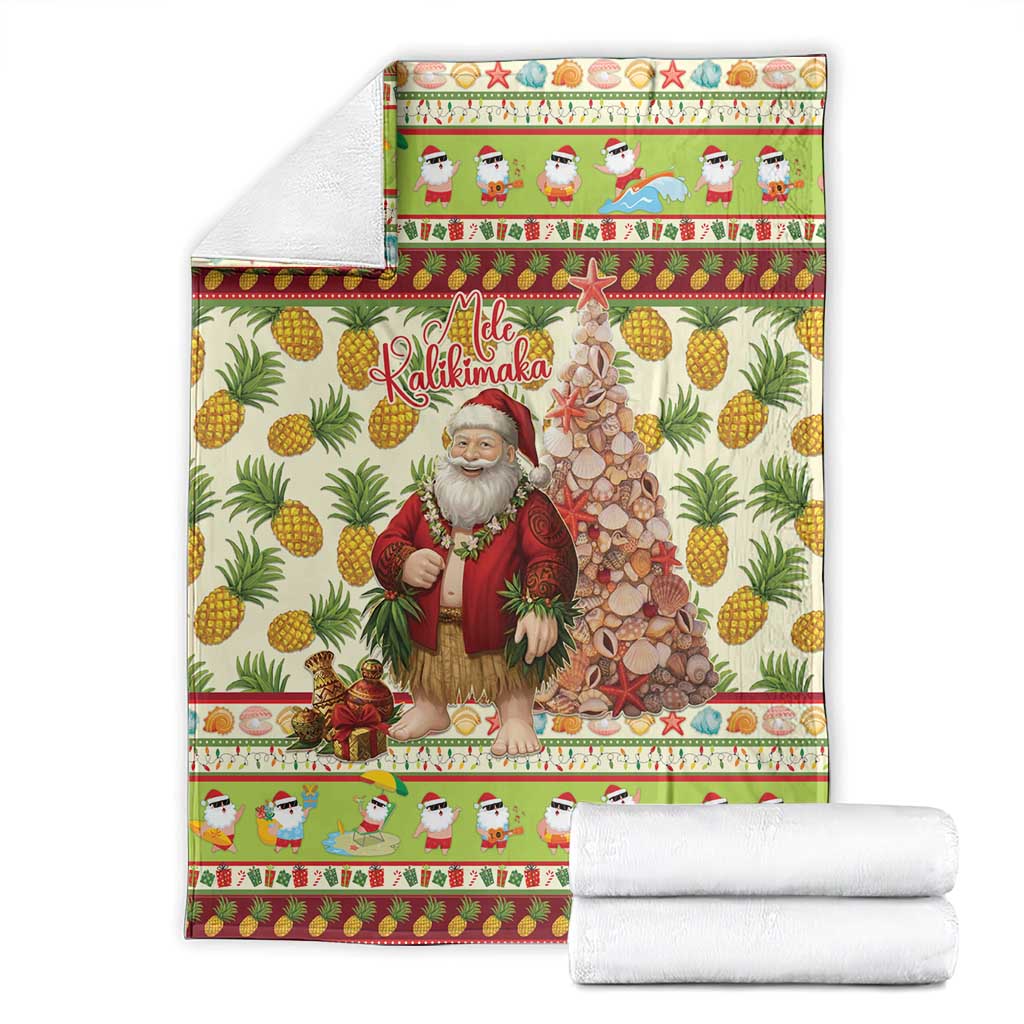 Hawaiian Santa Aloha Pineapple Christmas Blanket Mele Kalikimaka LT15 - Polynesian Pride