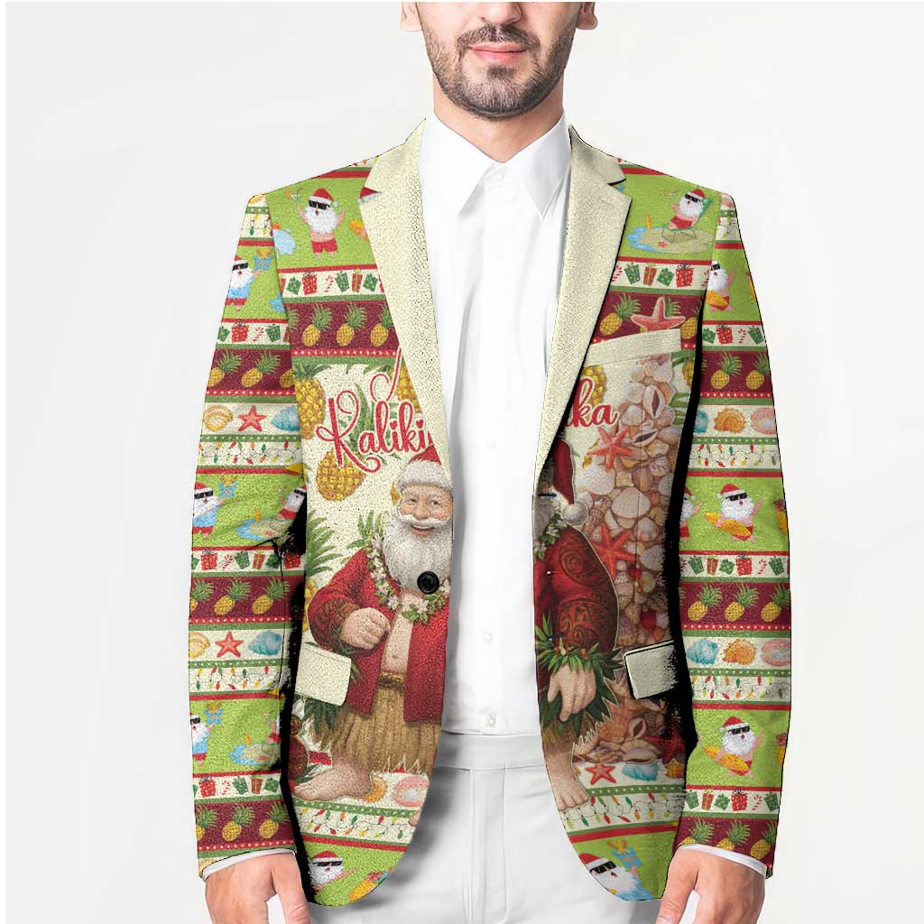 Hawaiian Santa Aloha Pineapple Christmas Blazer Mele Kalikimaka LT15 - Polynesian Pride