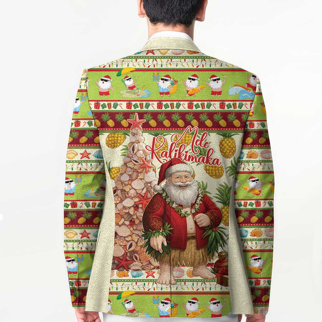 Hawaiian Santa Aloha Pineapple Christmas Blazer Mele Kalikimaka LT15 - Polynesian Pride