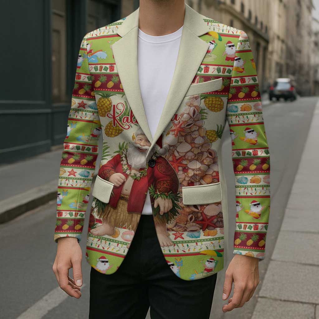 Hawaiian Santa Aloha Pineapple Christmas Blazer Mele Kalikimaka LT15 - Polynesian Pride