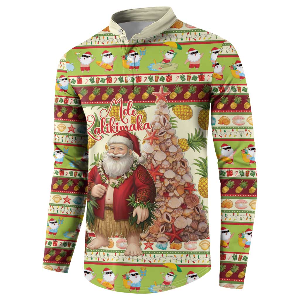 Hawaiian Santa Aloha Pineapple Christmas Button Sweatshirt Mele Kalikimaka LT15 - Polynesian Pride