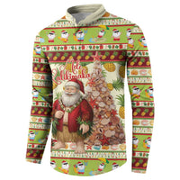 Hawaiian Santa Aloha Pineapple Christmas Button Sweatshirt Mele Kalikimaka LT15 - Polynesian Pride