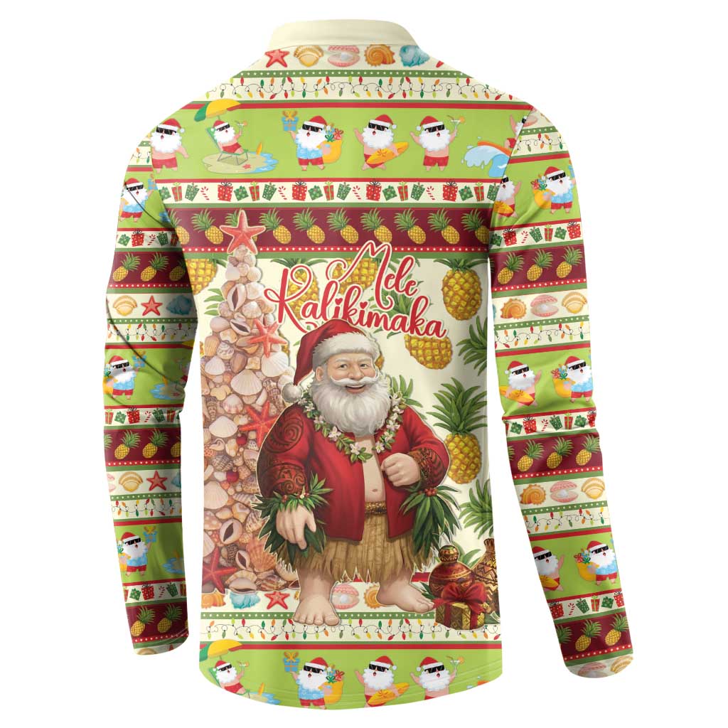 Hawaiian Santa Aloha Pineapple Christmas Button Sweatshirt Mele Kalikimaka LT15 - Polynesian Pride