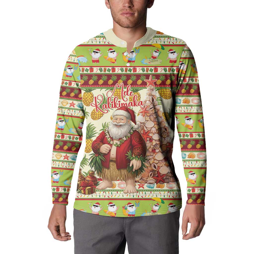 Hawaiian Santa Aloha Pineapple Christmas Button Sweatshirt Mele Kalikimaka LT15 - Polynesian Pride
