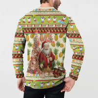 Hawaiian Santa Aloha Pineapple Christmas Button Sweatshirt Mele Kalikimaka LT15 - Polynesian Pride
