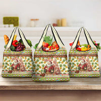 Hawaiian Santa Aloha Pineapple Christmas Grocery Bag Mele Kalikimaka LT15 3-pack One Size Cream - Polynesian Pride