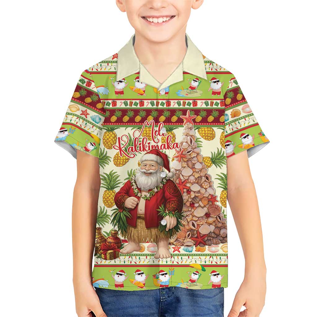 Hawaiian Santa Aloha Pineapple Christmas Kid Hawaiian Shirt Mele Kalikimaka LT15 Kid Cream - Polynesian Pride