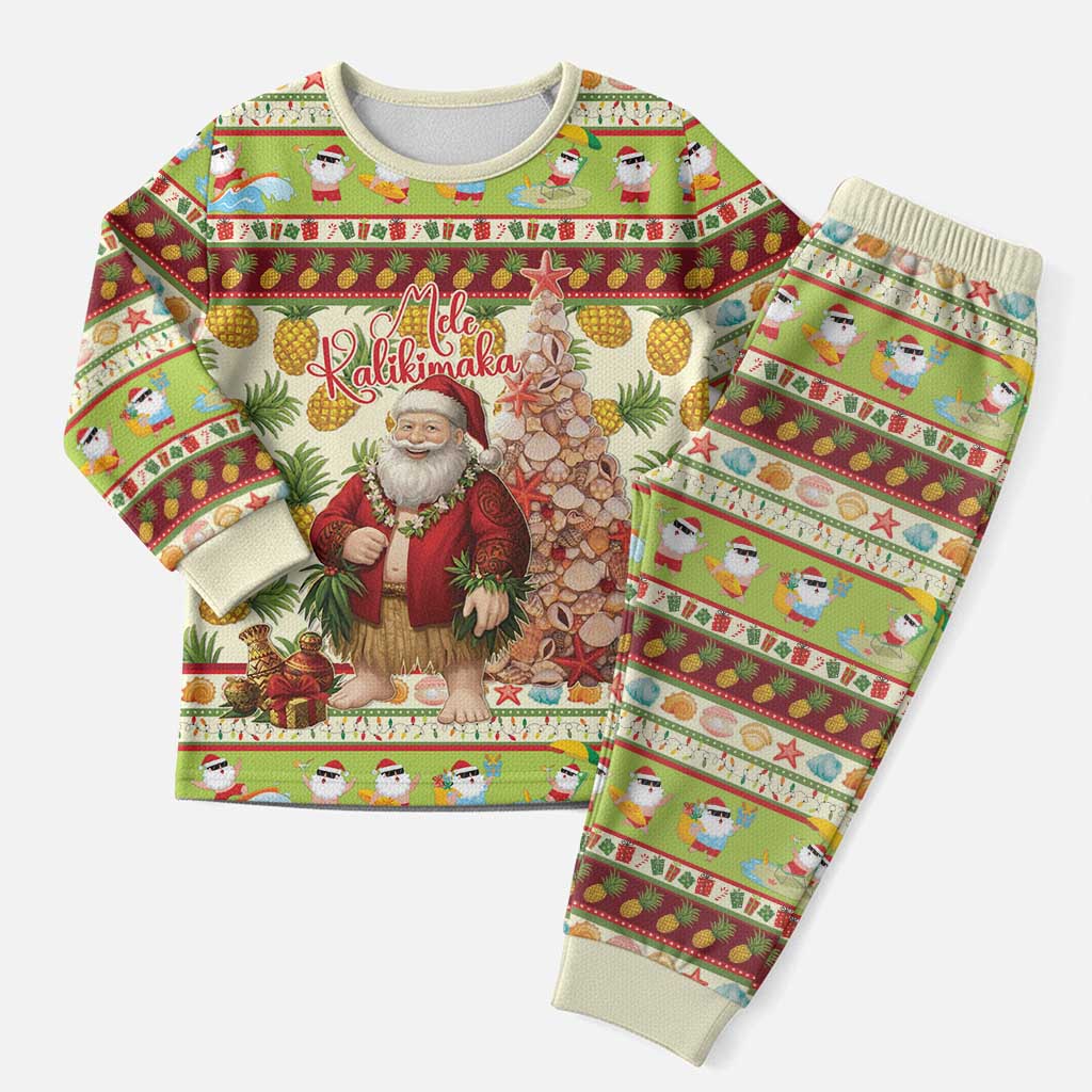 Hawaiian Santa Aloha Pineapple Christmas Pajama Set Mele Kalikimaka LT15 Men Cream - Polynesian Pride