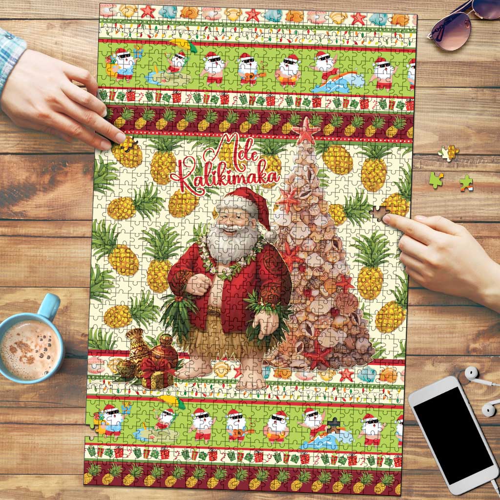 Hawaiian Santa Aloha Pineapple Christmas Puzzle Mele Kalikimaka LT15 Cream - Polynesian Pride