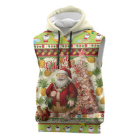 Hawaiian Santa Aloha Pineapple Christmas Sleeveless Hoodie Mele Kalikimaka LT15 Cream - Polynesian Pride