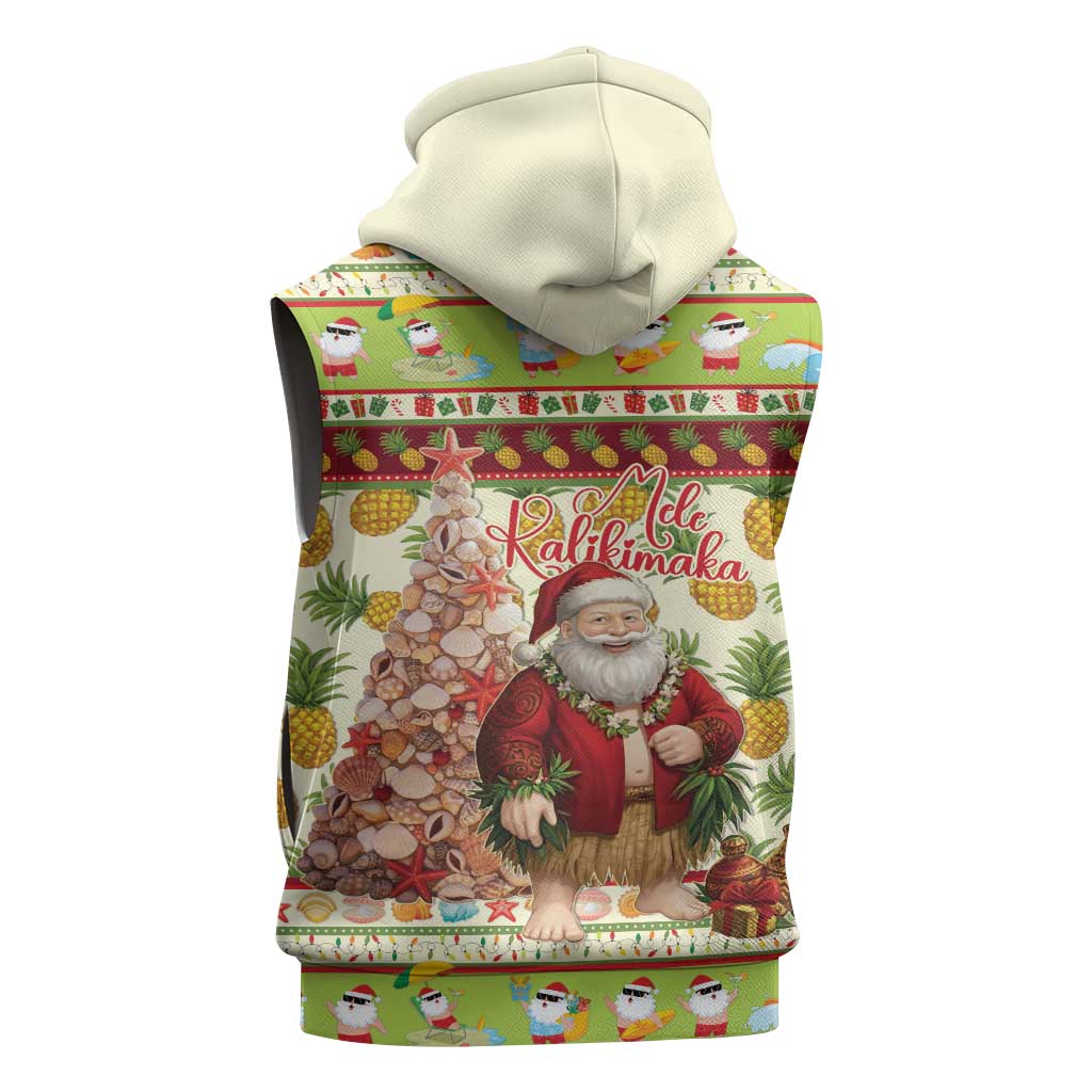 Hawaiian Santa Aloha Pineapple Christmas Sleeveless Hoodie Mele Kalikimaka LT15 - Polynesian Pride