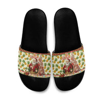 Hawaiian Santa Aloha Pineapple Christmas Slide Sandals Mele Kalikimaka LT15 Cream - Polynesian Pride