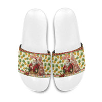 Hawaiian Santa Aloha Pineapple Christmas Slide Sandals Mele Kalikimaka LT15 Cream - Polynesian Pride