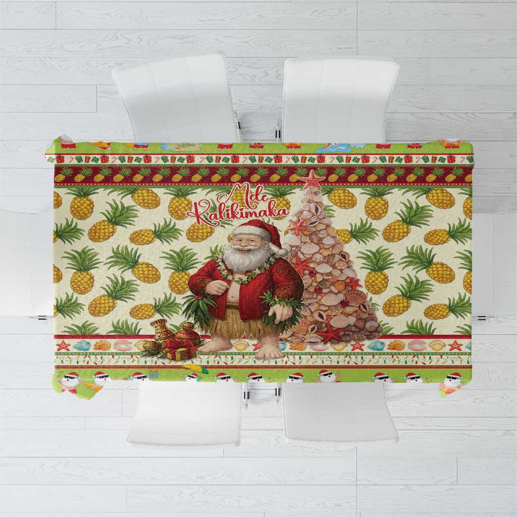 Hawaiian Santa Aloha Pineapple Christmas Tablecloth Mele Kalikimaka LT15 Cream - Polynesian Pride