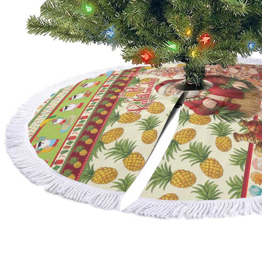 Hawaiian Santa Aloha Pineapple Christmas Tree Skirt Mele Kalikimaka LT15 - Polynesian Pride