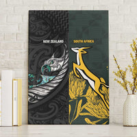 New Zealand and South Africa Rugby Canvas Wall Art Silver Fern With Springboks LT15 Without Frame Black - Polynesian Pride