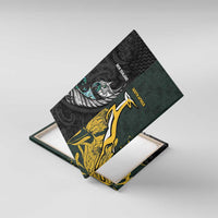 New Zealand and South Africa Rugby Canvas Wall Art Silver Fern With Springboks LT15 With Frame Black - Polynesian Pride
