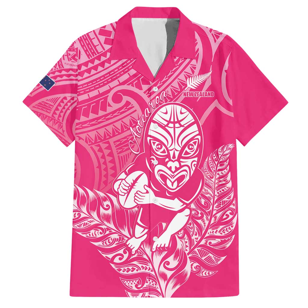 New Zealand Silver Fern Rugby Custom Hawaiian Shirt Maori Tiki Pink Version LT15 Pink - Polynesian Pride