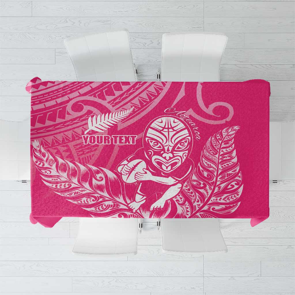 New Zealand Silver Fern Rugby Custom Tablecloth Maori Tiki Pink Version LT15 Pink - Polynesian Pride