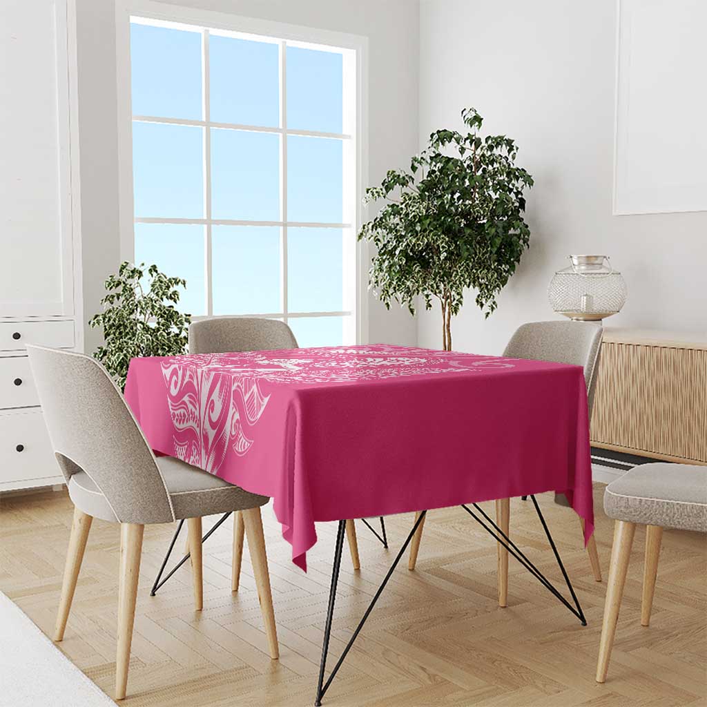 New Zealand Silver Fern Rugby Custom Tablecloth Maori Tiki Pink Version LT15 - Polynesian Pride