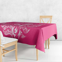 New Zealand Silver Fern Rugby Custom Tablecloth Maori Tiki Pink Version LT15 - Polynesian Pride