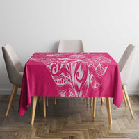 New Zealand Silver Fern Rugby Custom Tablecloth Maori Tiki Pink Version LT15 - Polynesian Pride