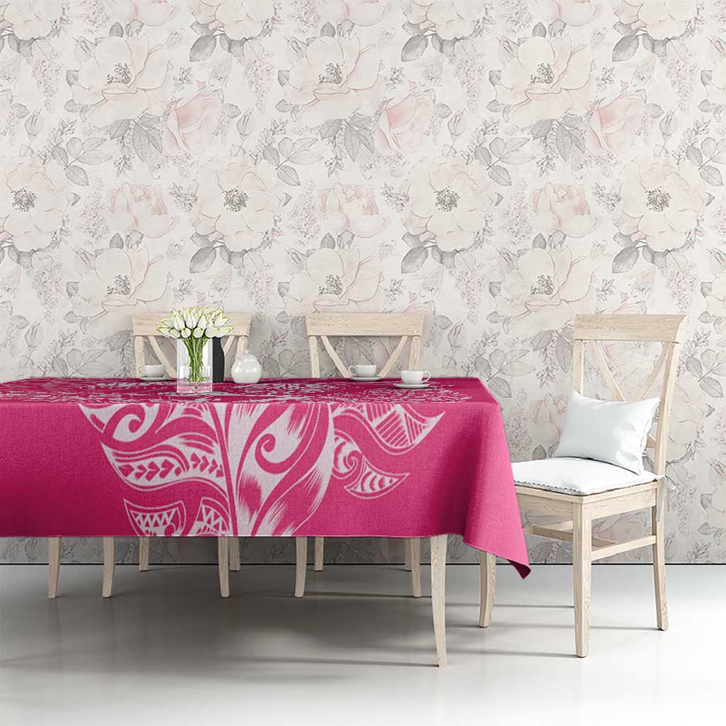 New Zealand Silver Fern Rugby Custom Tablecloth Maori Tiki Pink Version LT15 - Polynesian Pride