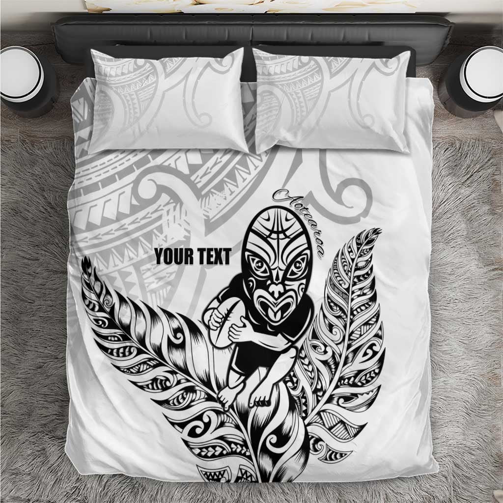 New Zealand Silver Fern Rugby Custom Bedding Set Maori Tiki White Version LT15 White - Polynesian Pride