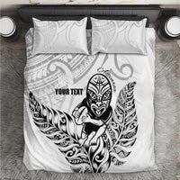 New Zealand Silver Fern Rugby Custom Bedding Set Maori Tiki White Version LT15 White - Polynesian Pride