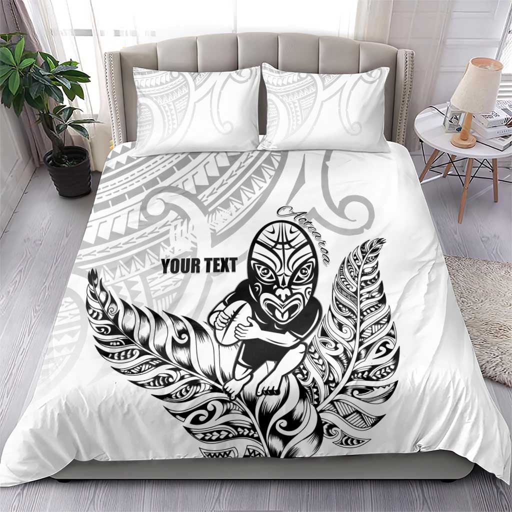 New Zealand Silver Fern Rugby Custom Bedding Set Maori Tiki White Version LT15 - Polynesian Pride