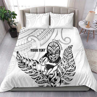 New Zealand Silver Fern Rugby Custom Bedding Set Maori Tiki White Version LT15 - Polynesian Pride