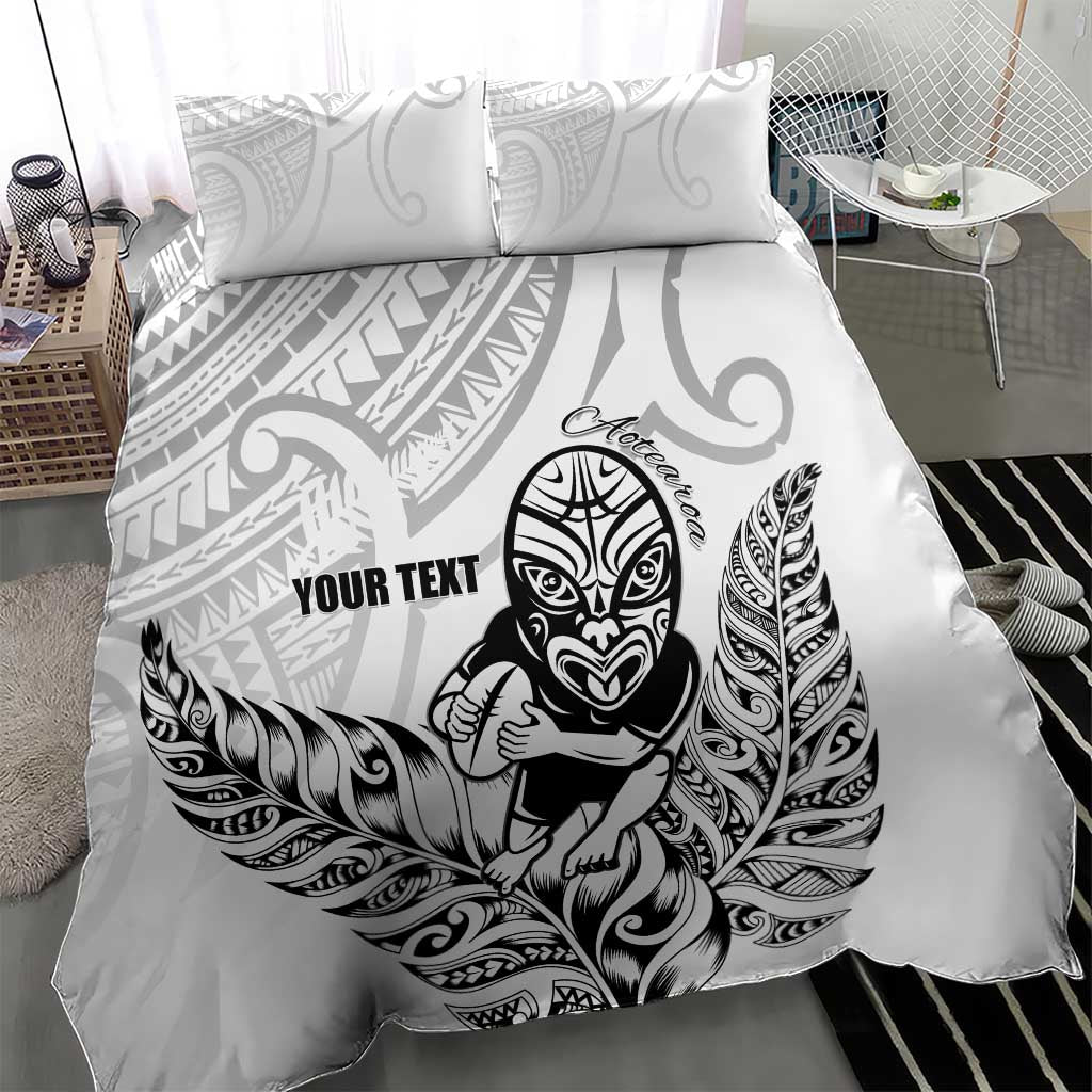 New Zealand Silver Fern Rugby Custom Bedding Set Maori Tiki White Version LT15 - Polynesian Pride