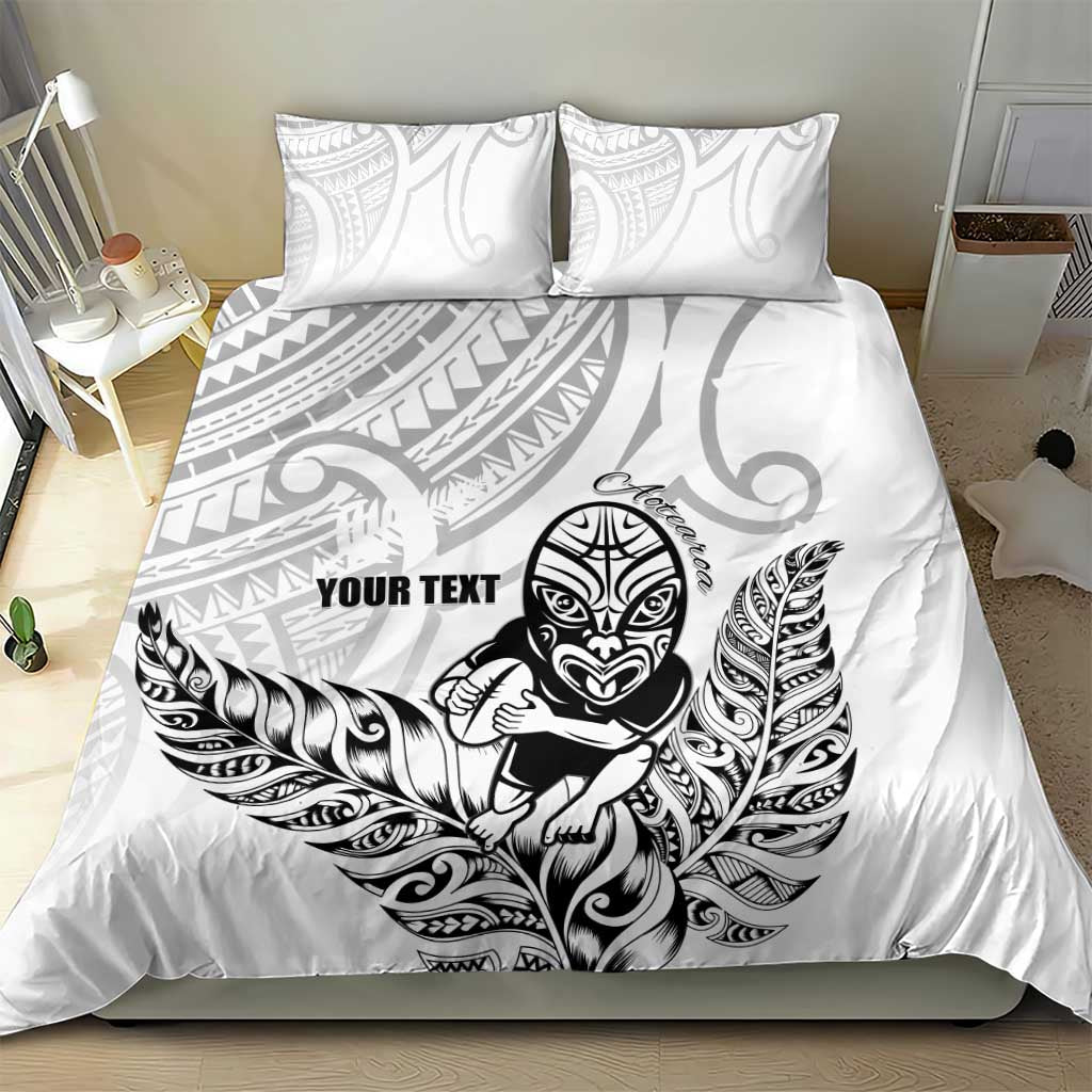 New Zealand Silver Fern Rugby Custom Bedding Set Maori Tiki White Version LT15 - Polynesian Pride