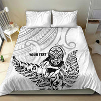 New Zealand Silver Fern Rugby Custom Bedding Set Maori Tiki White Version LT15 - Polynesian Pride