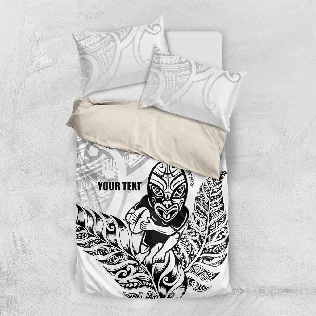 New Zealand Silver Fern Rugby Custom Bedding Set Maori Tiki White Version LT15 US Twin 172cm x 218cm White - Polynesian Pride